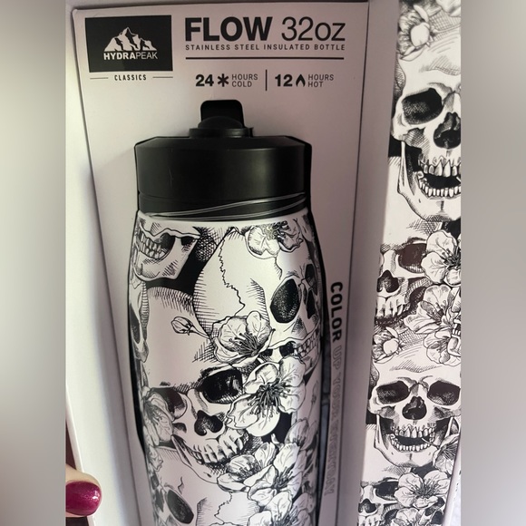 Hydrapeak Artisan Skull and Roses Water Bottle 32 ounce TIk Tok Ltd NIB - Picture 4 of 10